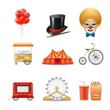 Circus Icons Set Stock Illustration