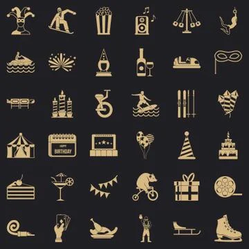 Circus icons set, simple style Illustrazione stock