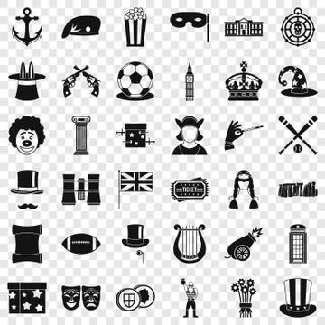 Circus icons set, simple style Illustrazione stock