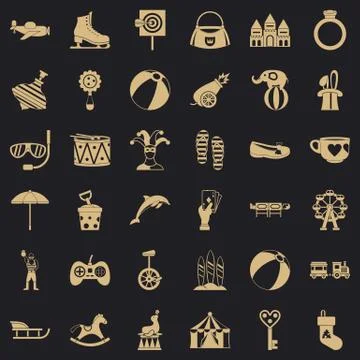 Circus icons set, simple style Illustrazione stock