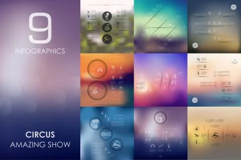 Circus infographic with unfocused background Stock Illustration