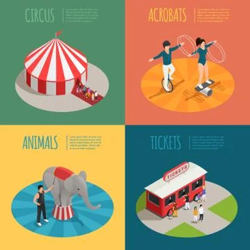 Circus Isometric 2x2 Design Concept Stock Illustration
