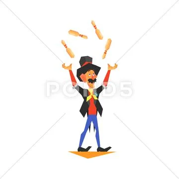 Circus Juggler Performing Stock Illustration