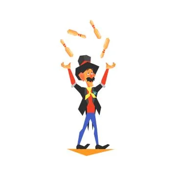 Circus Juggler Performing Stock Illustration