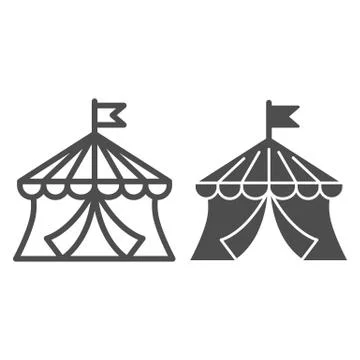 Circus line and solid icon, Amusement park concept, circus tent sign on white Stockillustratie