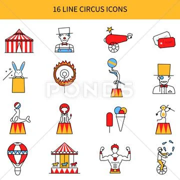 Circus Line Icons Set Stock Illustration