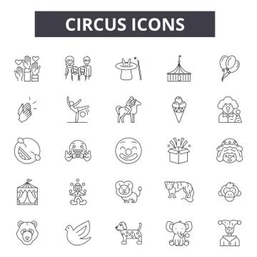 Circus line icons for web and mobile design. Editable stroke signs. Circus Stock Illustration