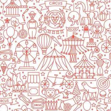 Circus Line Seamless Pattern Illustrazione stock