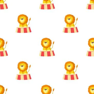Circus lion pattern seamless vector Stock Illustration