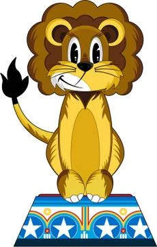 Circus Lion on Podium Stock-Illustration