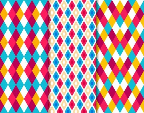 Circus lozenge diamond harlequin patterns Illustrazione stock