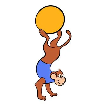 Circus monkey on the ball icon cartoon Stock-Illustration
