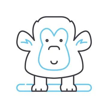 Circus monkey line icon, outline symbol, vector illustration, concept sign Illustrazione stock