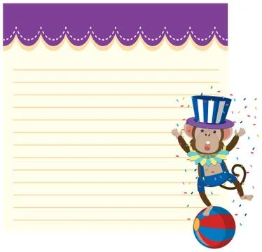 Circus monkey on note template Stock Illustration