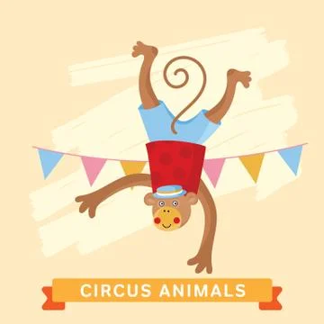 Circus Monkey, vector animal series. Stock Illustration