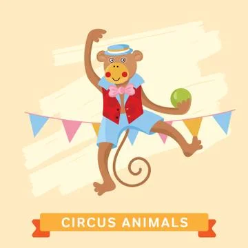 Circus Monkey, vector animal series. Illustrazione stock