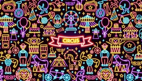 Circus Neon Banner Stock Illustration
