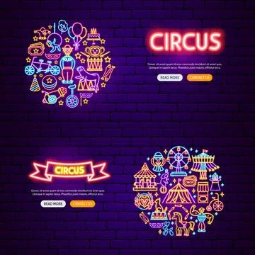 Circus Neon Banners Stock Illustration