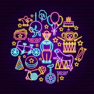 Circus Neon Concept Stock Illustration