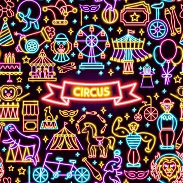Circus Neon Frame Stock Illustration