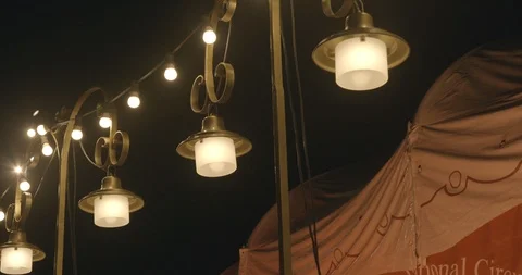 Circus outdoor lights slow motion in the night, 4K DCI PRORES HQ Stock Footage 94980309