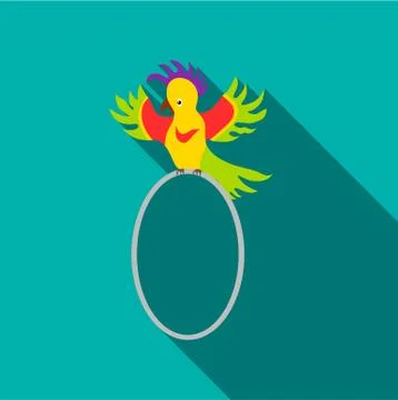 Circus parrot icon, flat style Stock Illustration