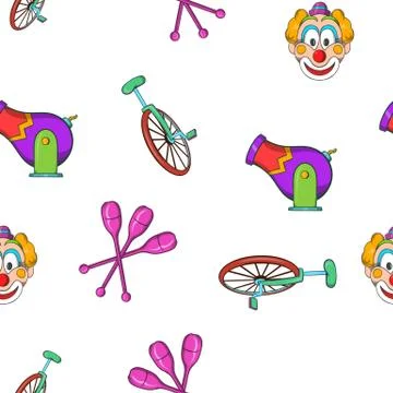 Circus performance pattern, cartoon style Illustrazione stock
