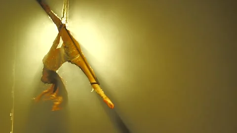 Circus Performer Executes Strong Elements on the Ring Antalya Turkey 10.10.2024 Stock Footage 291917437