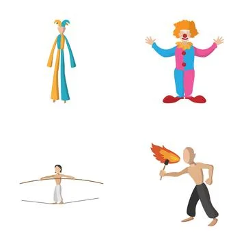 Circus performers doing various acts illustrating entertainment Stock Illustration
