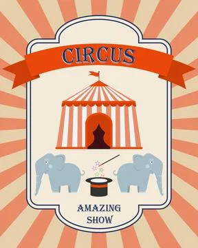 Circus poster, circus show poster with elephants. Vector, designer イラスト素材