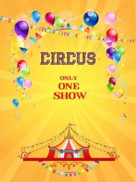 Circus poster on yellow background Stock Illustration