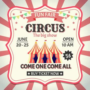 Circus posters. funfair circus show vector template design Stock Illustration