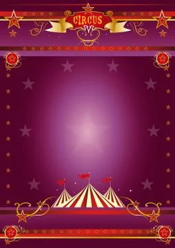 Circus purple poster Stock Illustration