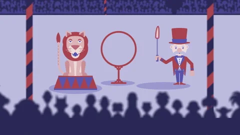 Circus scene displaying characters and spectacle exhibitions Video stock 147989157