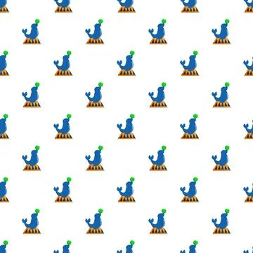 Circus seal balancing a ball seamless pattern Stock Illustration