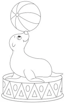 Circus seal equilibrist Stock Illustration