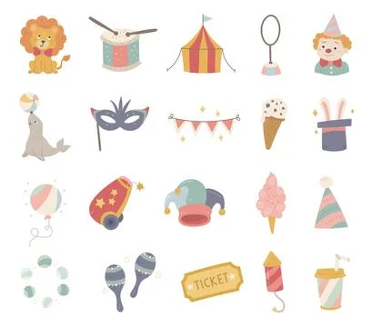 Circus set in scandinavian style Stockillustratie