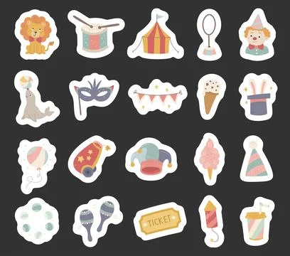 Circus set in scandinavian style Illustrazione stock