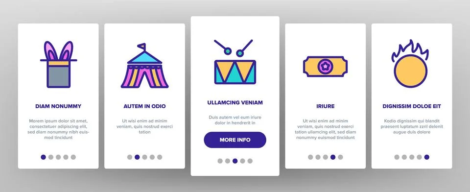 Circus Show Elements Vector Onboarding Stock Illustration