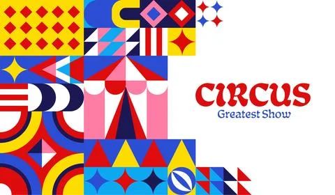 Circus show flyer with geometric grid pattern Stock Illustration