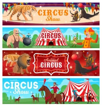 Circus show performers vector banners perform show Stock Illustration