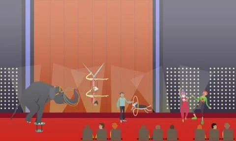 Circus show vector illustration in flat style Stockillustratie