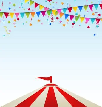 Circus striped tent with flags Stock Illustration