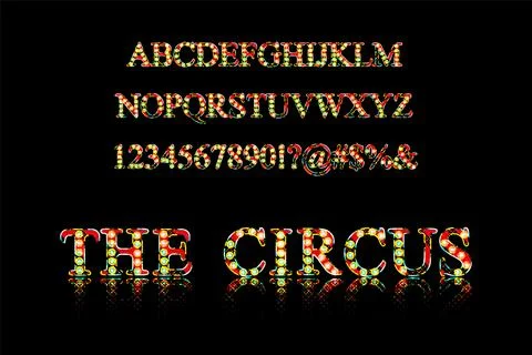 Circus style font design Stock Illustration