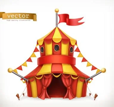 Circus tent. 3d vector icon Stock Illustration