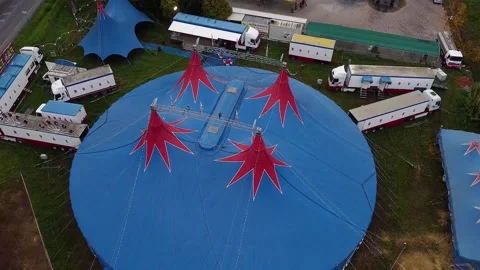 Circus tent from above. Drone view of circus Stock Footage 143091827