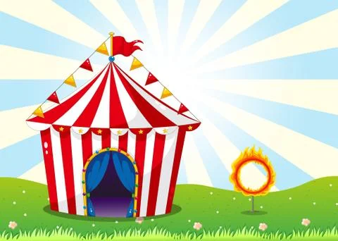 A circus tent and the ring with fire イラスト素材