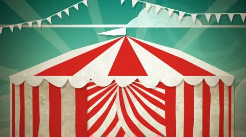 Circus Tent Entrance to green screen paper cutout animation Stock Footage