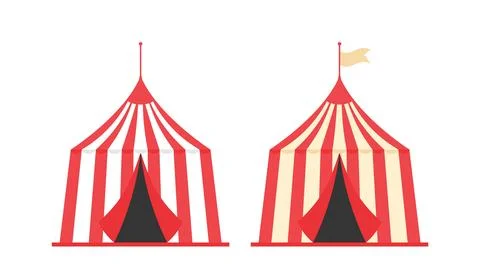Circus tent in flat style. Red, white and beige colors. Vector illustration イラスト素材
