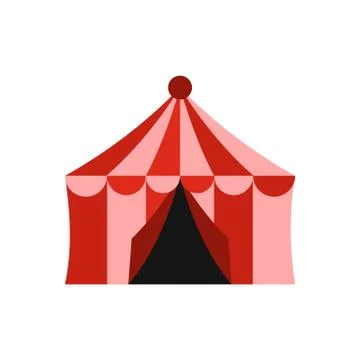 Circus tent icon, flat style Illustrazione stock